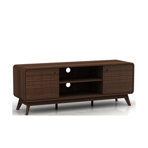 Brūns TV galdiņš ar riekstkoka imitāciju 140x53 cm Caitlin – Støraa-image-2