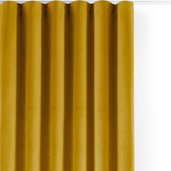 Sinepju dzeltens samta daļēji gaismu necaurlaidīgs aizkars 400x270 cm Velto – Filumi