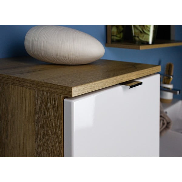 Balts skapis ar ozolkoka dekoru Germania Mauresa, augstums 120 cm-image-3