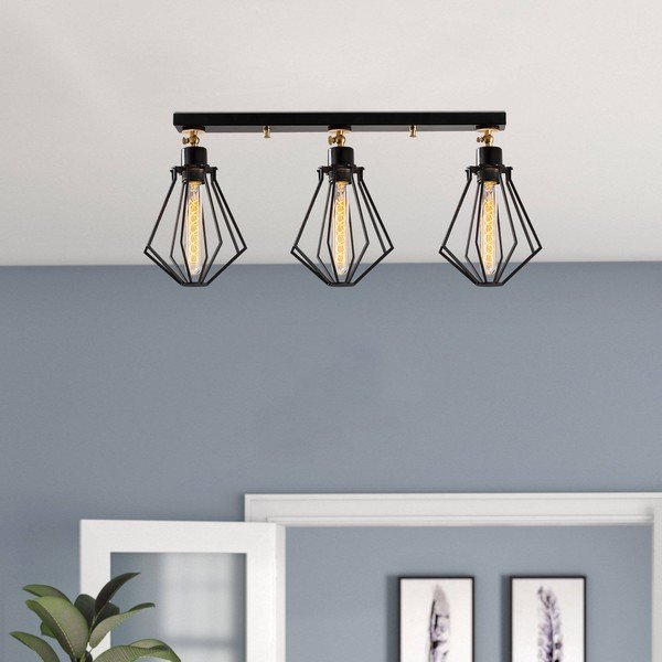 Melna/zelta krāsas griestu lampa ar metāla abažūru ø 18 cm Oylat – Opviq lights-image-1