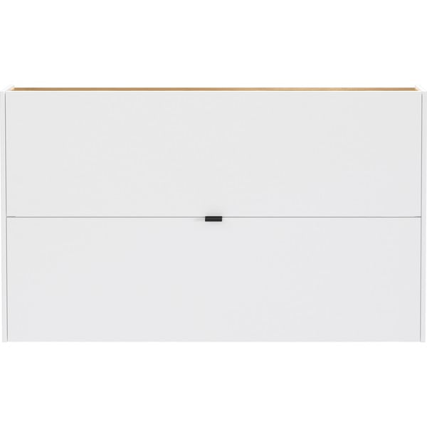 Balts atverams/piekarināms apavu plaukts ar ozolkoka imitāciju 140x83x18 cm Ameca – Germania-image-3