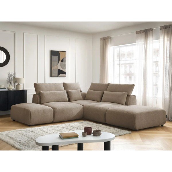 Pelēkbrūns regulējams modulārais stūra dīvāns Jana – Bobochic Paris-image-1