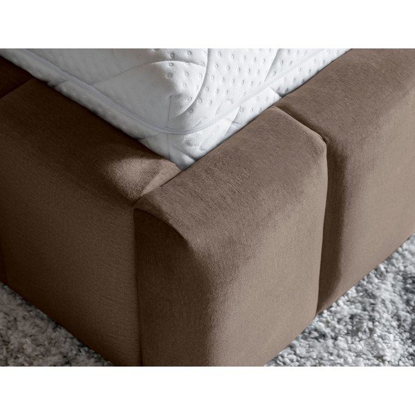 Gaiši brūna polsterēta divvietīga gulta ar veļas kasti un ar redelēm 160x200 cm Lamica – ELTAP-image-3