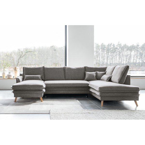 Pelēks salokāms stūra dīvāns (ar labo stūri/U veida) Charming Charlie – Miuform-image-1