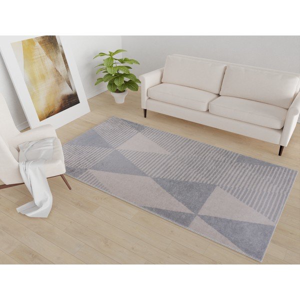Pelēks/bēšs mazgājams celiņa paklājs 80x200 cm – Vitaus-image-1