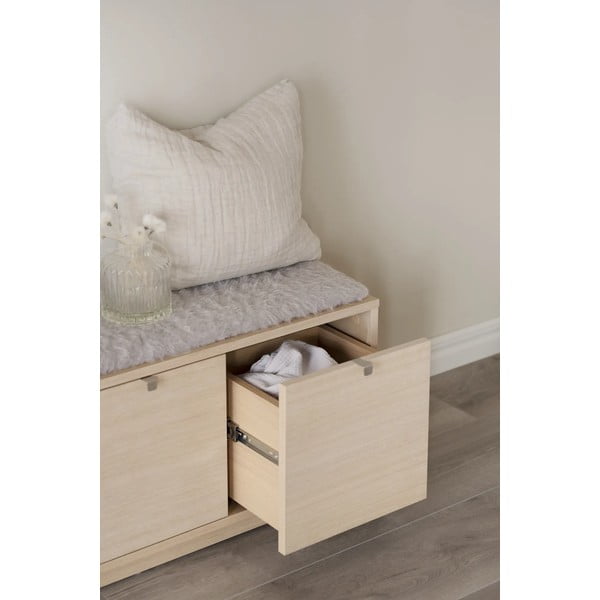 Pelēks/dabīga toņa apavu plaukts ar ozolkoka imitāciju un soliņu Confetti – Rowico-image-3