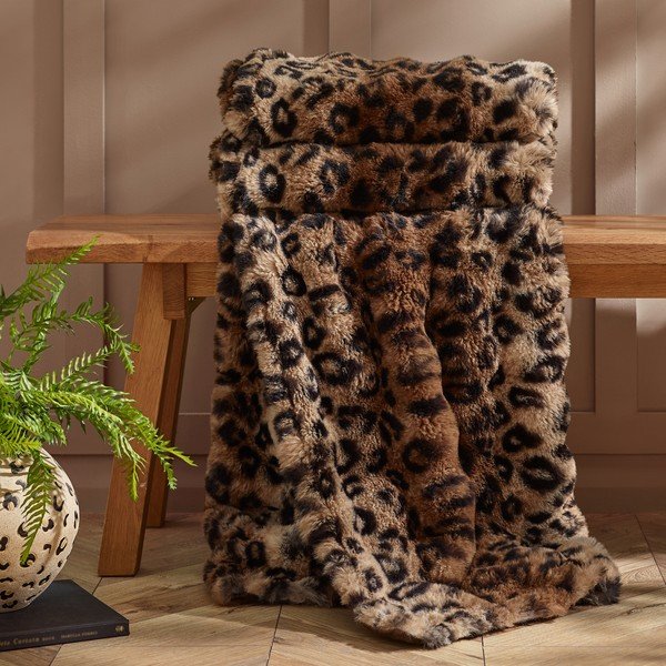 Brūns pleds 130x170 cm Animal Print – Catherine Lansfield-image-1