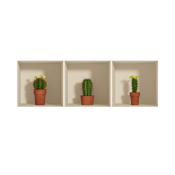 3 uzlīmju komplekts ar 3D efektu Ambiance Cactus-image-3