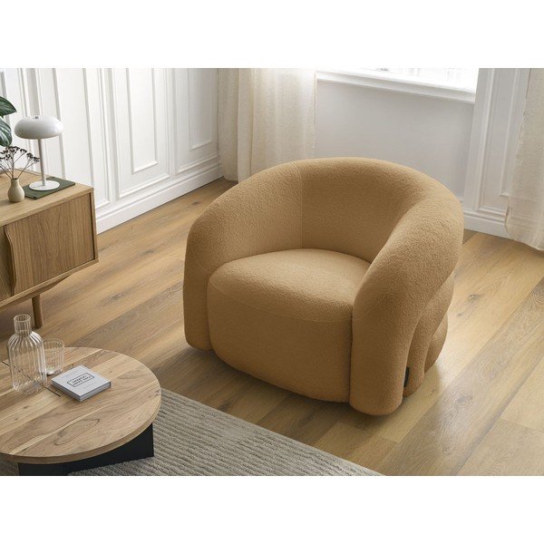 Sinepju dzeltens grozāms atpūtas krēsls no buklē auduma Elina – Bobochic Paris-image-1