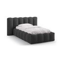 Antracīta pelēka polsterēta vienvietīga gulta ar veļas kasti un redelēm 90x200 cm Lupine – Micadoni 