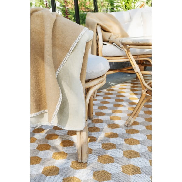 Okera dzeltens iekštelpu un āra celiņa paklājs 70x250 cm Dana Ochre – Pappelina-image-3