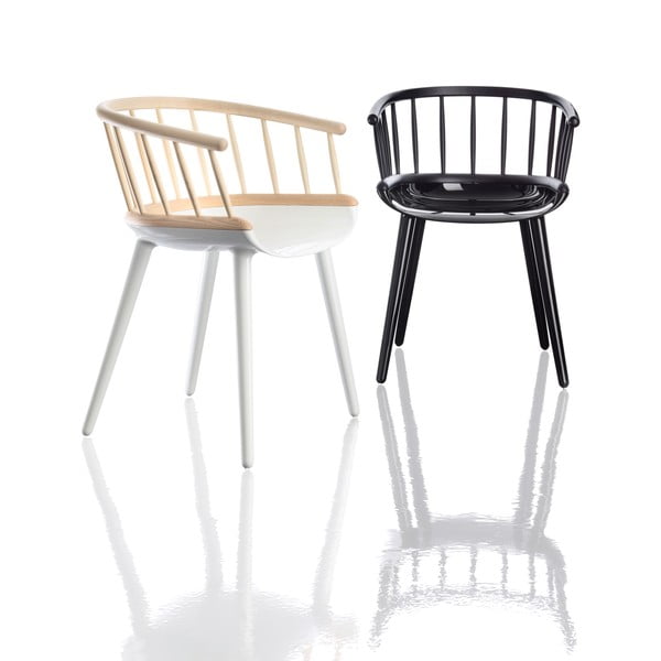 Brūns un balts ēdamistabas krēsls ar oškoka atzveltni Magis Cyborg-image-1