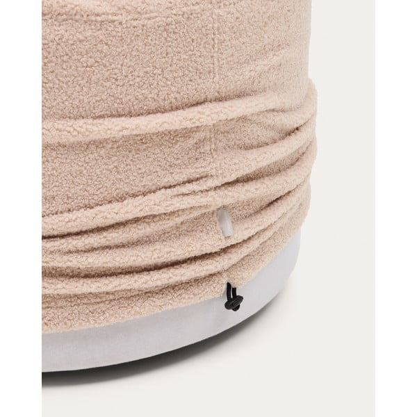 Gaiši rozā pufs no buklē auduma Kaeli – Kave Home-image-2