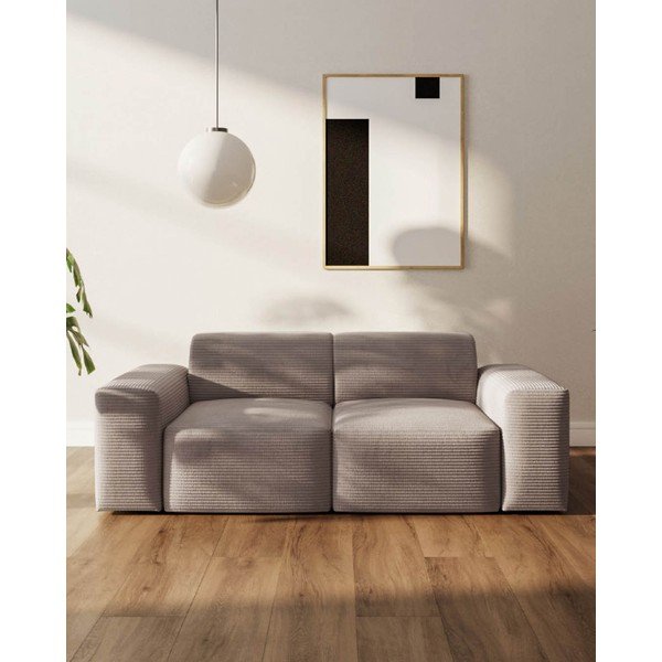 Bēšs velveta dīvāns 205 cm Fluvio – MESONICA-image-3