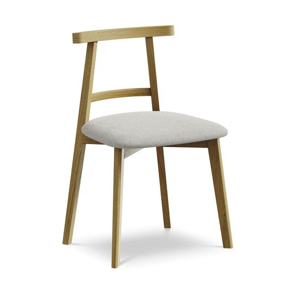 Gaiši pelēks masīvkoka pusdienu krēsls Ohelo – Makamii