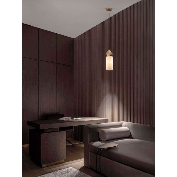 Krēmkrāsas/misiņa krāsas piekaramā lampa ar akmens imitāciju ø 12 cm Maru – Nova Luce-image-1