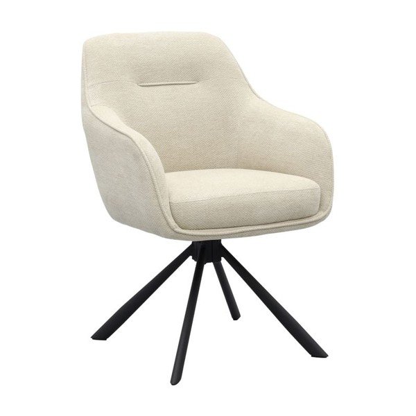 Krēmkrāsas polsterēts ēdamistabas krēsls ar roku balstiem Avola – Unique Furniture