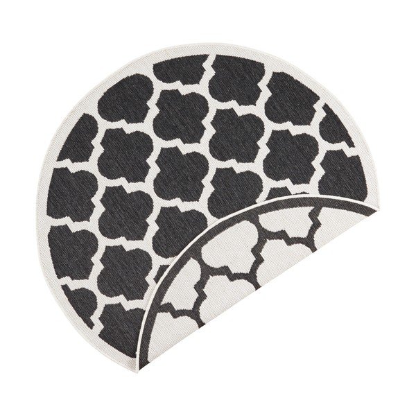 Melns un krēmkrāsas āra paklājs NORTHRUGS Palermo, ⌀ 200 cm-image-2