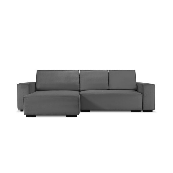 Tumši pelēks velveta izvelkamais stūra dīvāns ar veļas kasti Mazzini Sofas Azalea-image-2