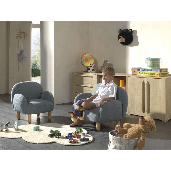 Zils bērnu atpūtas krēsls no buklē auduma Rocky – Vipack-image-2