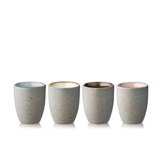 4 pelēku un smilškrāsas keramikas termo krūžu komplekts Bitz Basics Grey Cream, 270 ml
