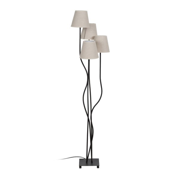 Melna/krēmkrāsas stāvlampa ar auduma abažūru (augstums 138 cm) – Ixia