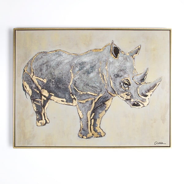 Ar rokām apgleznota glezna "Graham & Brown Rhino", 80 x 60 cm