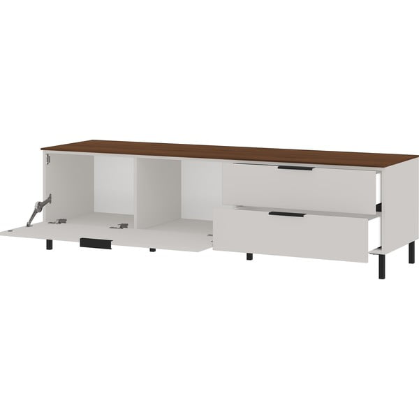 Gaiši pelēks TV galdiņš ar riekstkoka imitāciju 164x47 cm California – Germania-image-2