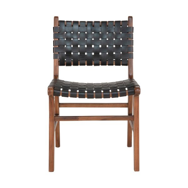 Melni/brūni tīkkoka masīvkoka pusdienu krēsli (2 gab.) Perugia – House Nordic-image-1