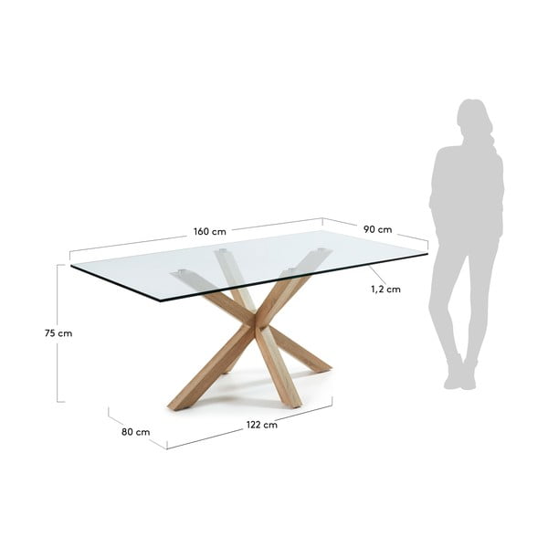 Stikla ēdamgalds ar dabīgu pamatni Kave Home, 160 x 90 cm-image-4