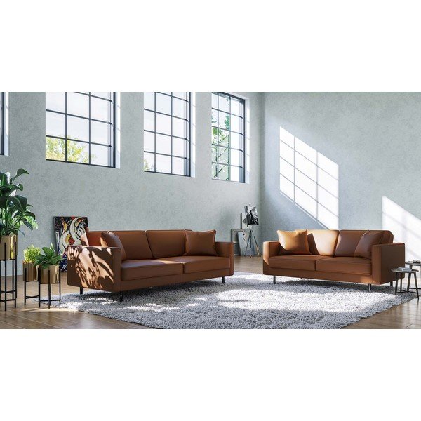 Konjakbrūns ādas dīvāns 207 cm Kobo – MESONICA-image-3