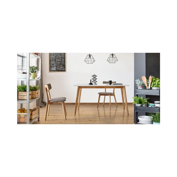 2 gaiši pelēku ēdamistabas krēslu komplekts sømcasa Anais-image-4