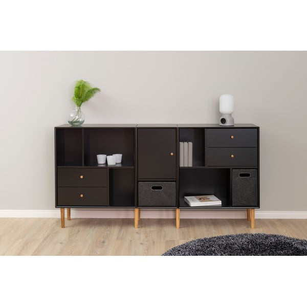 Melna moduļu plauktu sistēma ar atvilktnēm 43x33 cm Z Cube – Tenzo-image-1