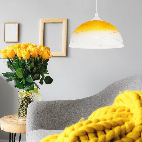 Dzeltena piekaramā lampa ar stikla abažūru ø 30 cm Sfera – LAMKUR-image-2