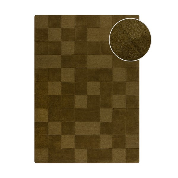 Haki ar rokām darināts vilnas paklājs 120x170 cm Checkerboard – Flair Rugs