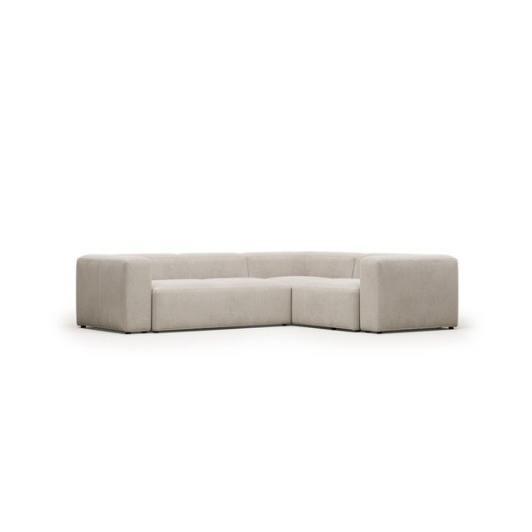 Bēšs stūra dīvāns no šenila auduma Blok – Kave Home