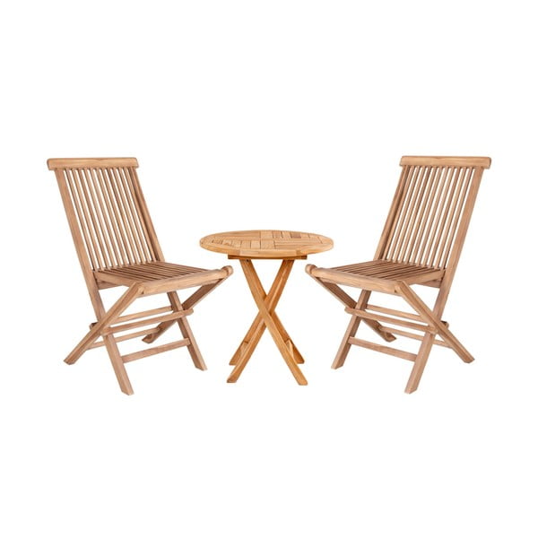 Tīkkoka dārza pusdienu galda un krēslu komplekts 2 personām ar Toledo krēsliem un Ovideo galdu, ⌀ 70 cm