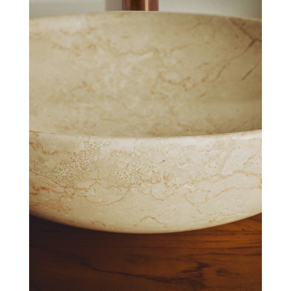 Bēša akmens apaļa izlietne ø 40 cm Darnen – Kave Home-image-2