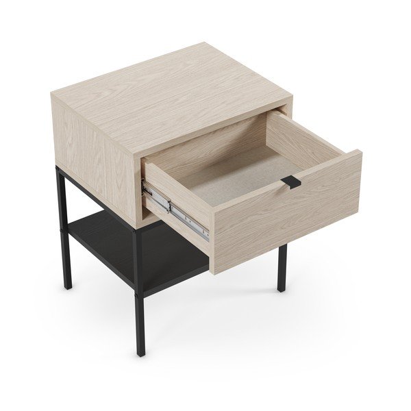 Gaiša dabīga toņa matēts naktsskapītis ar plauktiem Sali – Marckeric-image-1