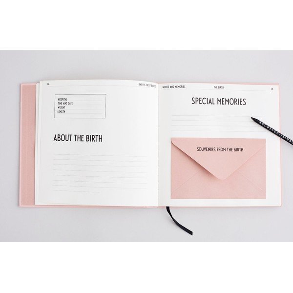Rozā bērnu atmiņu grāmata Design Letters Baby's First Book-image-1
