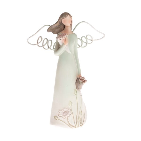 Betona rotājums eņģeļa formā ar grozu Dakls, augstums 13 cm