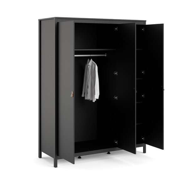 Melns drēbju skapis 150x199 cm Madrid – Tvilum-image-4