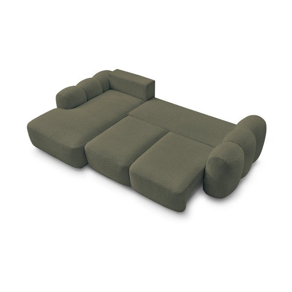 Zaļš salokāms stūra dīvāns ar uzglabāšanas vietu no buklē auduma (ar kreiso stūri/ar zvilni) Montaigne – Bobochic Paris-image-4