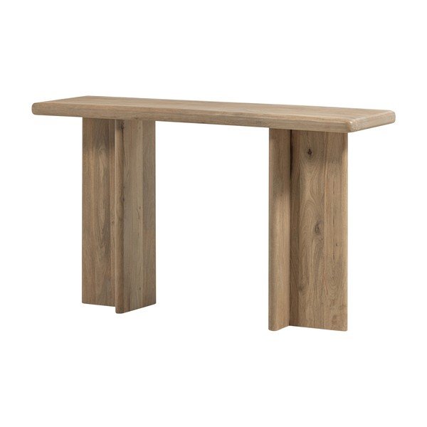 Gaiša dabīga toņa mango masīvkoka konsoles galds 40x80 cm Ato – WOOOD-image-2