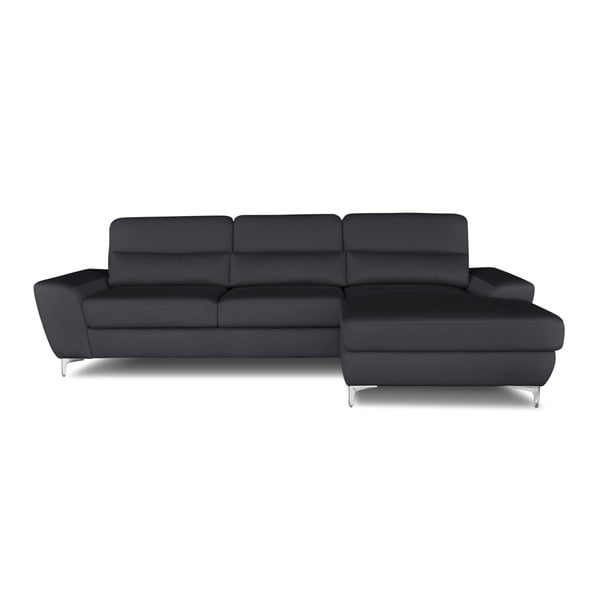 Tumši pelēka stūra dīvāns-guļamā gulta Windsor & Co. Dīvāni Omega, labais stūris