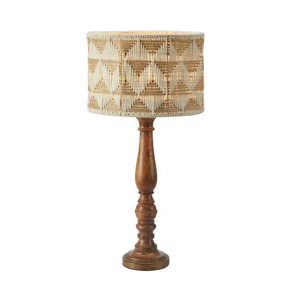 Brūna/dabīga toņa galda lampa ar auduma/džutas abažūru (augstums 62,5 cm) Ano – Markslöjd