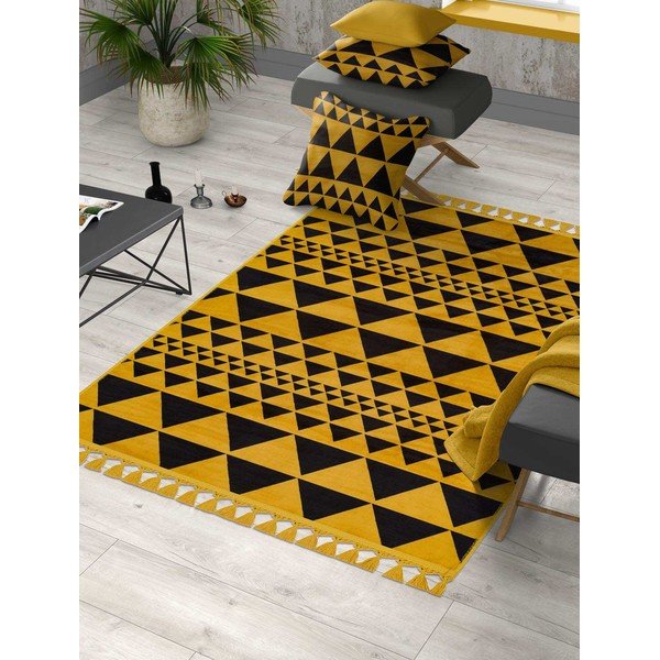 Dzeltens mazgājams paklājs 200x100 cm – Vitaus-image-1