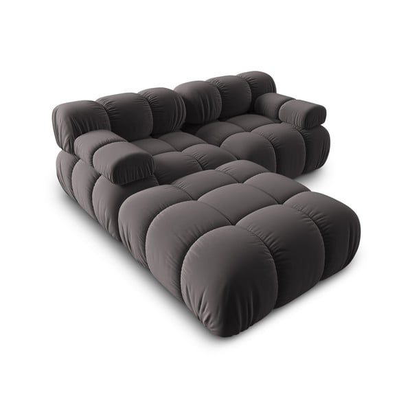 Tumši pelēks samta stūra dīvāns Bellis – Micadoni Home-image-4