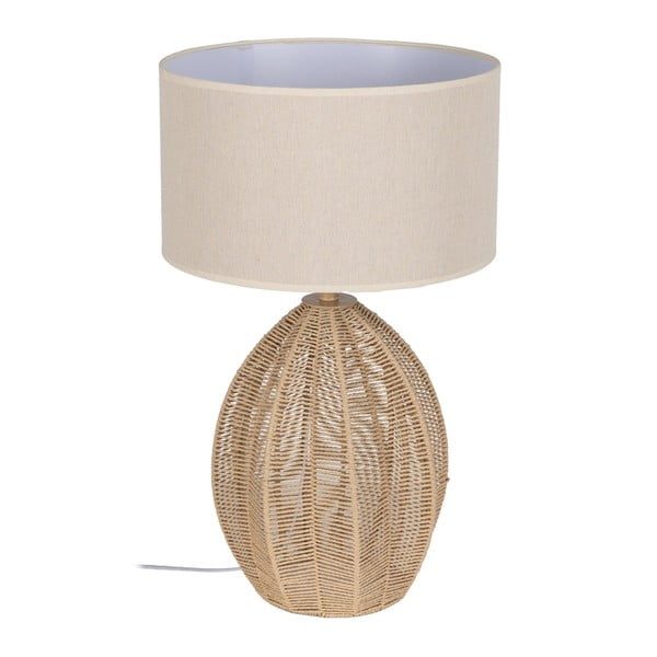 Balta/dabīga toņa galda lampa ar auduma abažūru (augstums 57 cm) – Ixia