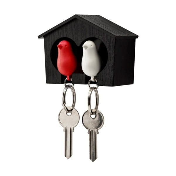 Brūna atslēgu piekariņš ar baltu un sarkanu atslēgu piekariņu Qualy Duo Sparrow